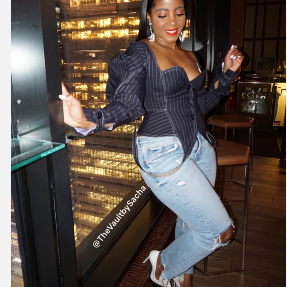 Pinstripe bustier top